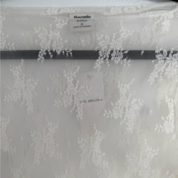 Abercrombie & Fitch Sheer Lace Long Sleeve Top – White - Picture 4 of 5